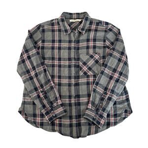 Xirena Long Sleeve Flannel Shirt Womens Size S Gray & Blue Plaid Cotton Relaxed